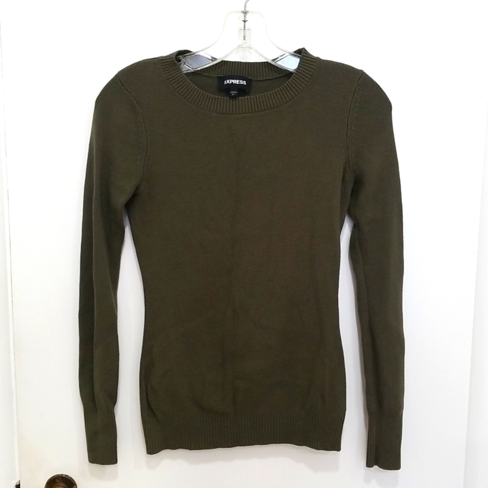 Express Crew Neck Army Green Sweater Women's Size S/P
